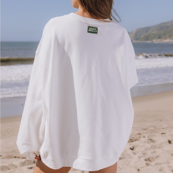 Daily Drills Oversized Sport Crew - Raw White with DD Green - Picture 2 of 8